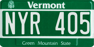 VT license plate NYR405