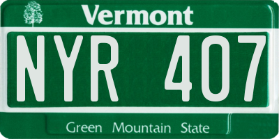 VT license plate NYR407