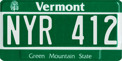 VT license plate NYR412