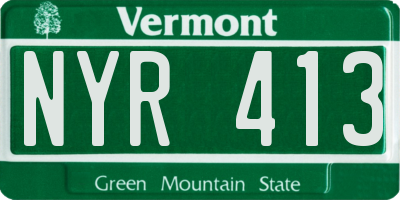 VT license plate NYR413