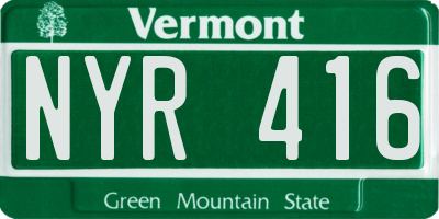 VT license plate NYR416