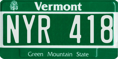 VT license plate NYR418