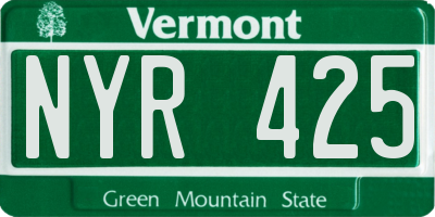 VT license plate NYR425