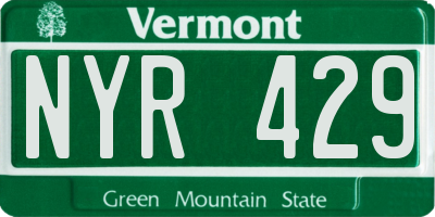 VT license plate NYR429