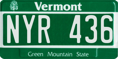 VT license plate NYR436