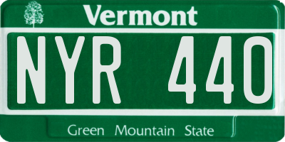 VT license plate NYR440