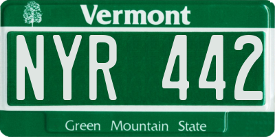 VT license plate NYR442