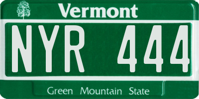 VT license plate NYR444