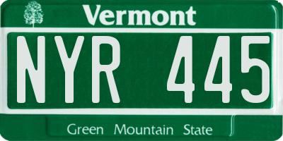 VT license plate NYR445