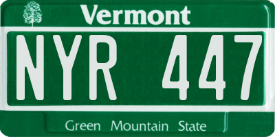 VT license plate NYR447