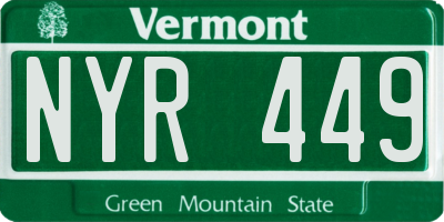 VT license plate NYR449