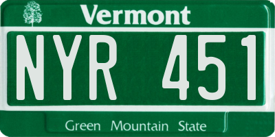 VT license plate NYR451