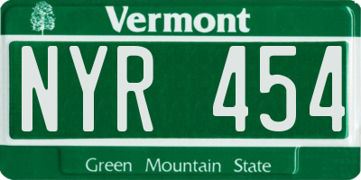 VT license plate NYR454