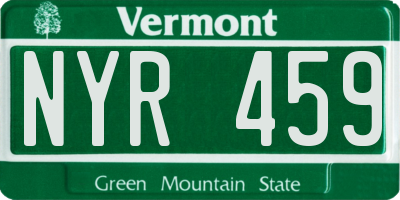 VT license plate NYR459