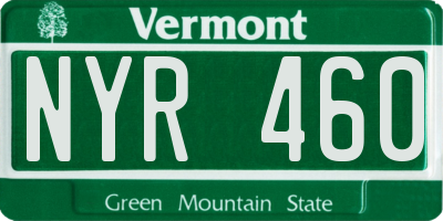 VT license plate NYR460