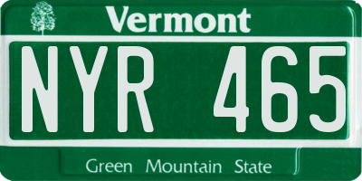 VT license plate NYR465