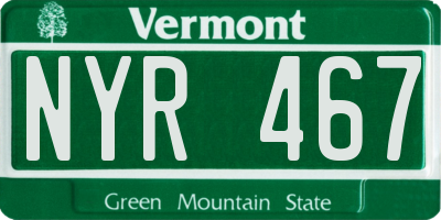 VT license plate NYR467