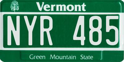 VT license plate NYR485