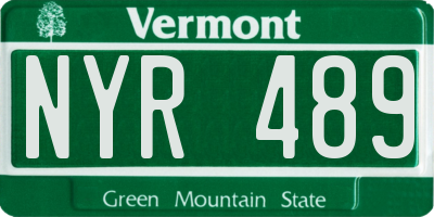 VT license plate NYR489
