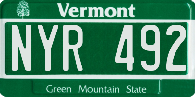 VT license plate NYR492