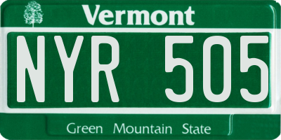 VT license plate NYR505