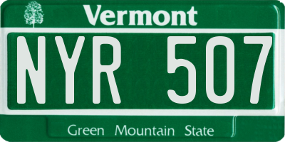 VT license plate NYR507