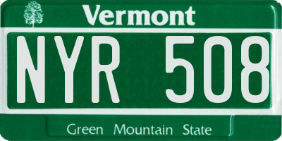 VT license plate NYR508