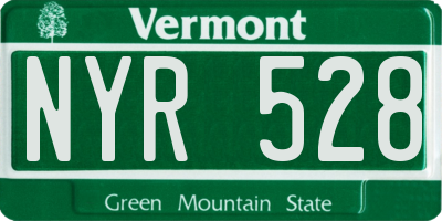 VT license plate NYR528