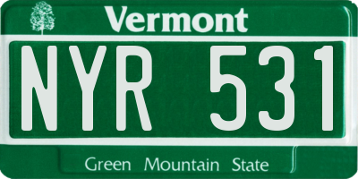 VT license plate NYR531