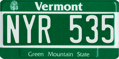 VT license plate NYR535