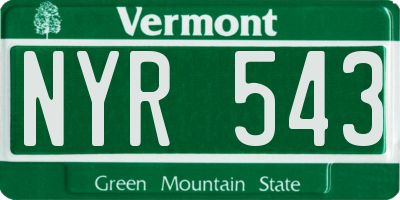 VT license plate NYR543