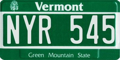 VT license plate NYR545