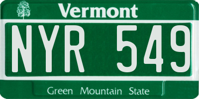 VT license plate NYR549