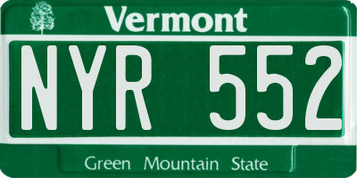 VT license plate NYR552