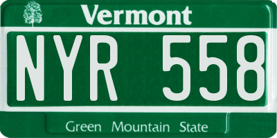 VT license plate NYR558