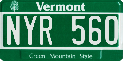VT license plate NYR560