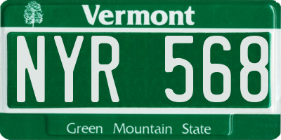 VT license plate NYR568