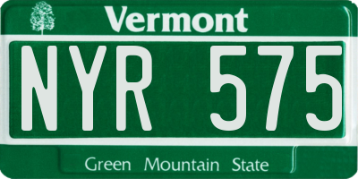VT license plate NYR575