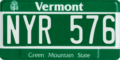 VT license plate NYR576