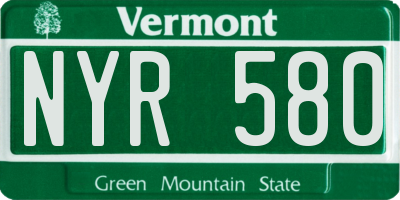VT license plate NYR580