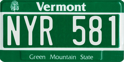 VT license plate NYR581