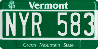 VT license plate NYR583