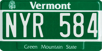 VT license plate NYR584