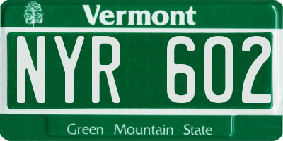 VT license plate NYR602