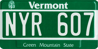 VT license plate NYR607