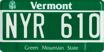 VT license plate NYR610