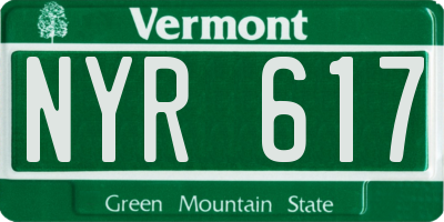 VT license plate NYR617