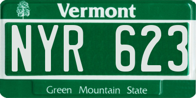 VT license plate NYR623