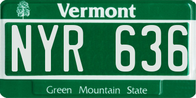 VT license plate NYR636