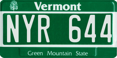 VT license plate NYR644